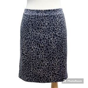 Ann Taylor Grey Silver Silk Blend Animal Print Pencil Satin Lined Skirt 12 GUC